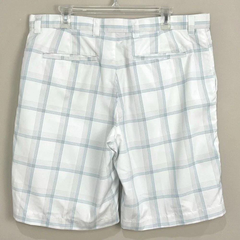 Callaway White Plaid Golf Shorts Windowpane Flat Front Mens Sz 38 Multi-Color